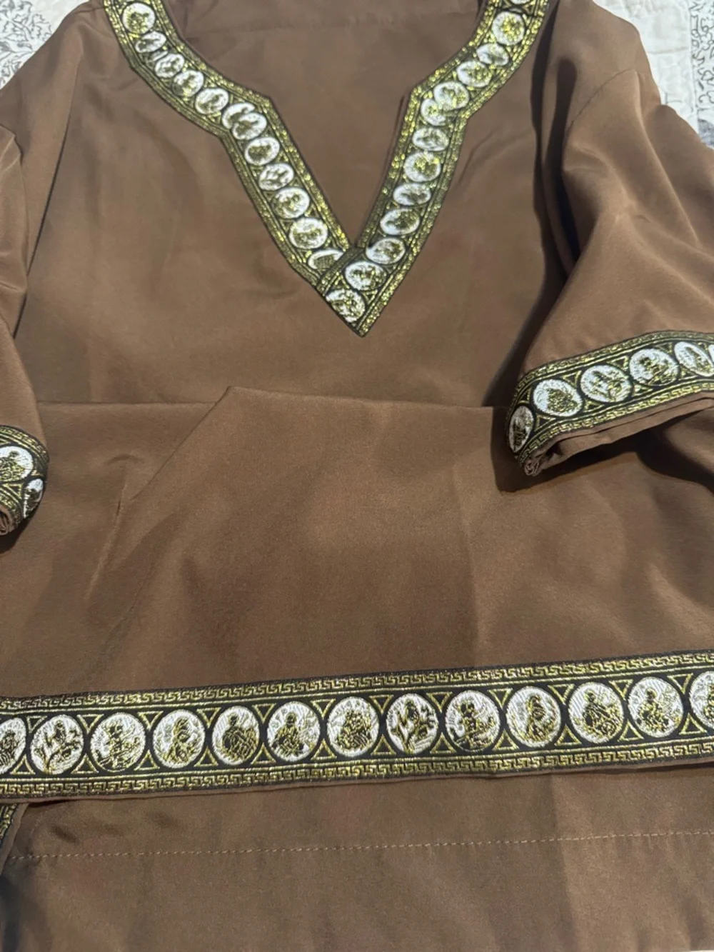 Brown Embroidered V-Neck Women’s Top - Picture 4 of 9